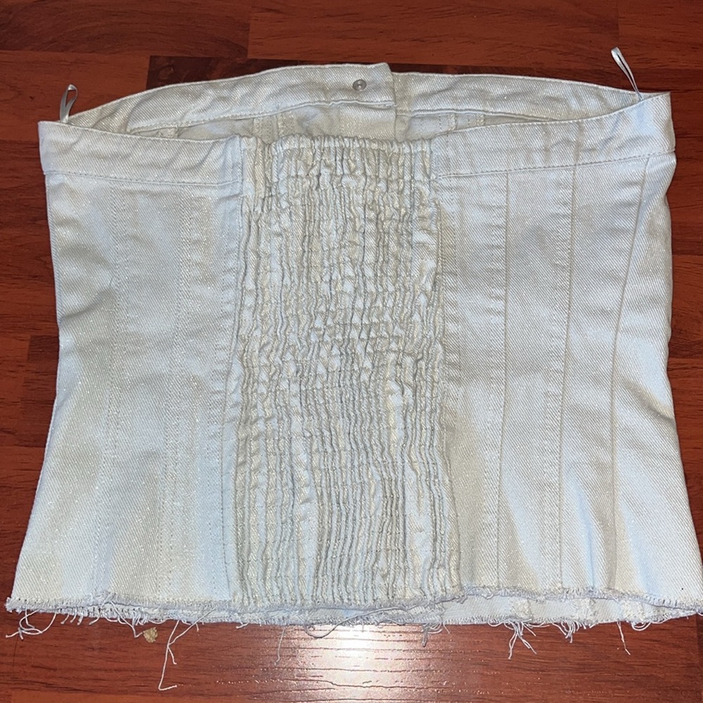 Zara denim cropped shiny top - Picture 4 of 8